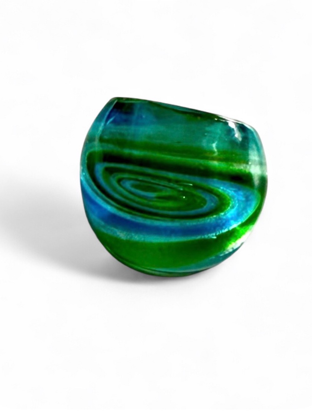 Art Glass Ring Blue Green